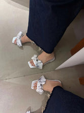 LBSFY  -  Casual Women Slippers Summer Dress Shoes Bow Design Casual Slides Summer Outside Mules Black Silver Size 35-39 Party Slippers